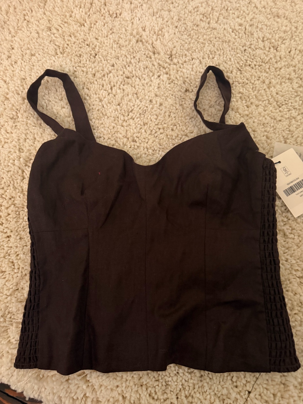 Reformation brown Cropped Camisole with Smocked Hem